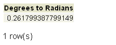 PostgreSQL radians() function
