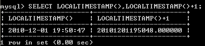 MySQL LOCALTIMESTAMP() EXAMPLE