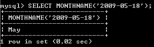 MYSQL MONTHNAME()