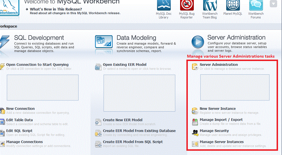 workbench server administration