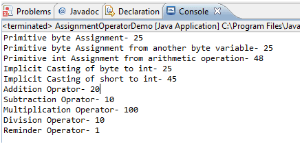Write a program in which all operators are used in java