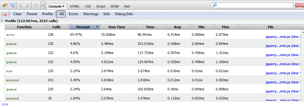 profile javascript firebug