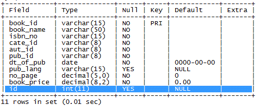 MySQL alter table