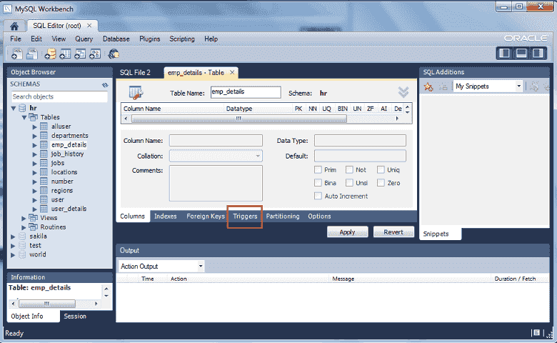 mysql work bench alter table and select trigger