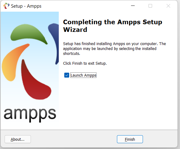 ampps completing setup wizard.