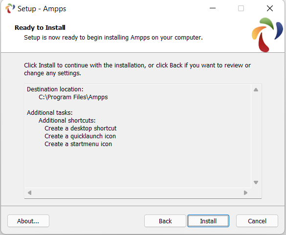 ampps ready to install.
