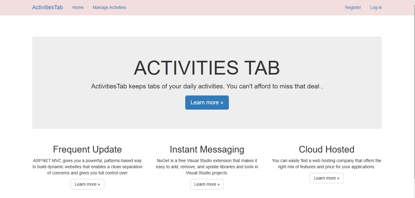 asp.net activities tab