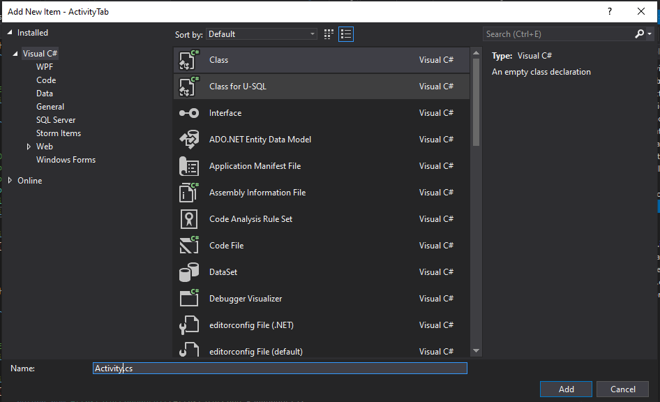 asp.net add new item