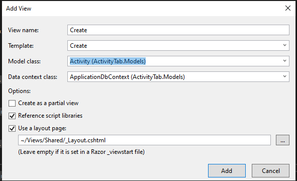 asp.net add view