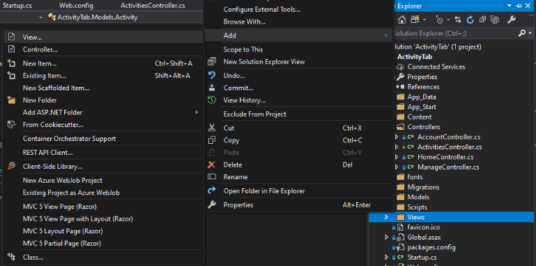 asp.net creating a view in asp.net mvc