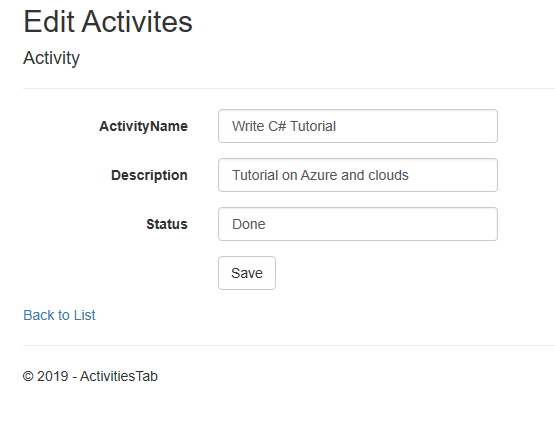 asp.net edit activites