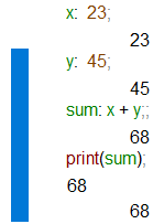 wxMaxima: compute the sum of two numbers.