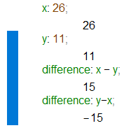 wxMaxima: subtract one number from another.