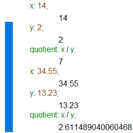 wxMaxima: divide one number by another.