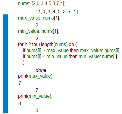 wxMaxima: find the maximum and minimum values.