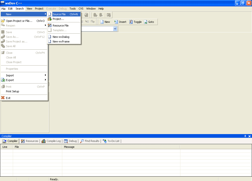 wxDev-C++ IDE Window