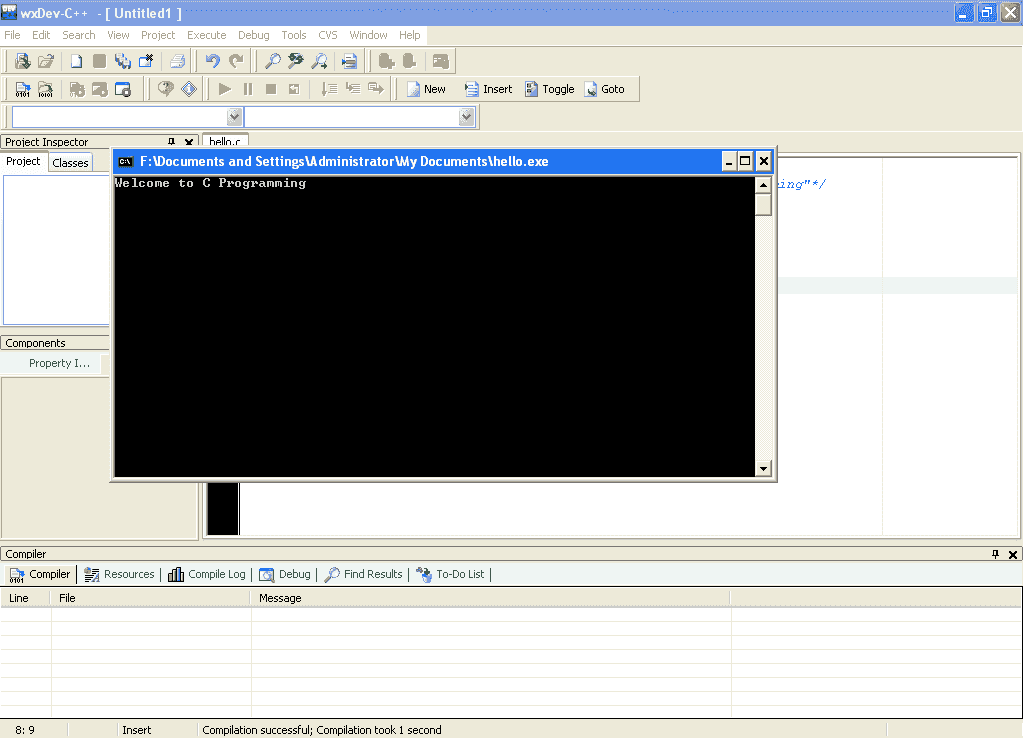 wxDev-C++ IDE Window