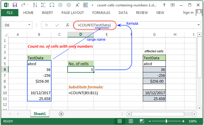 Count number of cells containing only numbers