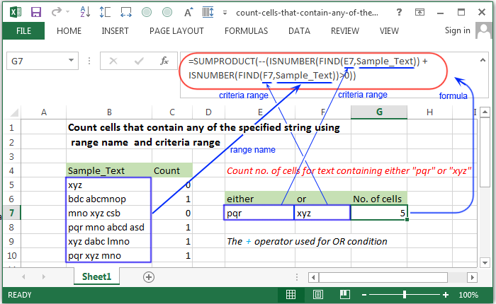 Count cells that contain any of the specified string using range name and criteria name