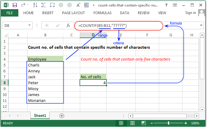 How To Count The Number Of Characters In One Cell Printable Online