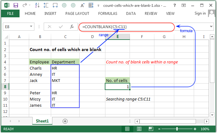 Count no. of cells which are blank