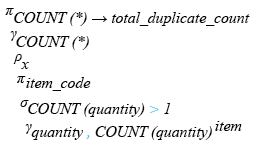 Relational Algebra Expression: Count duplicate records in MySQL.
