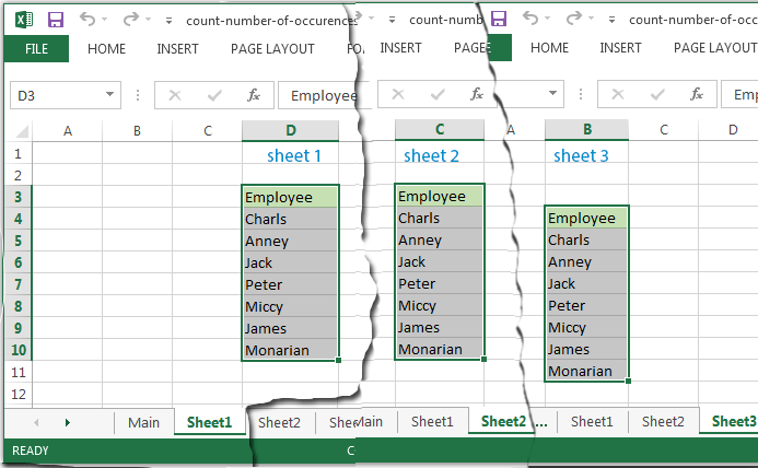 Count number of occurences of a cell within the rangeb1:e12 mulitple worksheets in a workbook