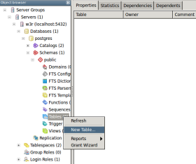 create table pgadmin step2