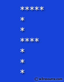 C# Sharp Exercises: Display alphabet pattern like F with an asterisk