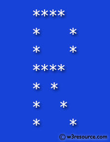 C# Sharp Exercises: Display alphabet pattern like R with an asterisk