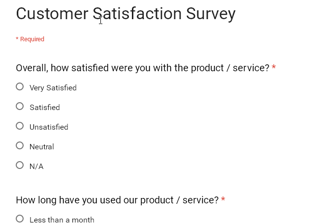 Customer Satisfaction Servey