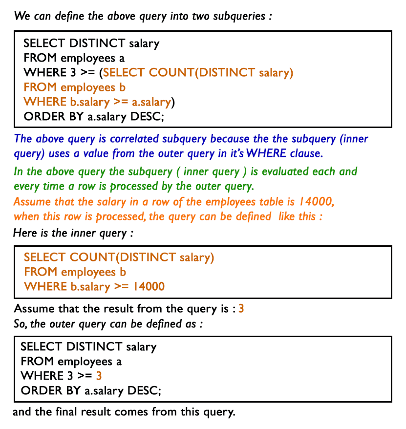 MySQL SubQueries: Query to get 3 maximum salaries.