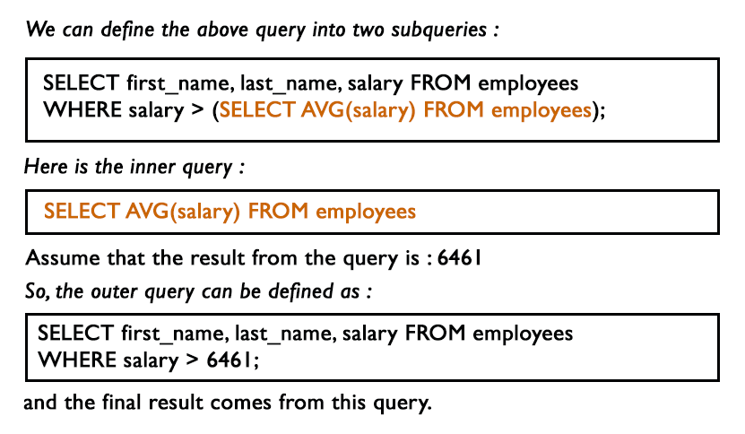 MySQL SubQueries: Find the names, salary of the employees whose salary is greater than the average salary