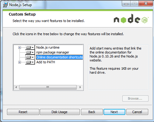 install node msi version on windows step5