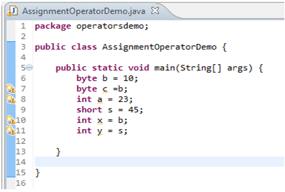 assignment operator program example