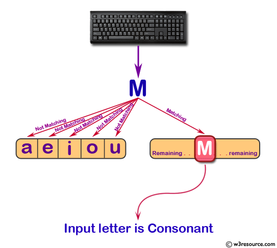 Java conditional statement Exercises: Find Vowel or Consonant 