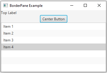 JavaFx: BorderPane Layout: JavaFX application example