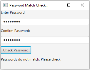 JavaFx: JavaFX Password match checker