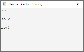 JavaFx: JavaFX VBox with custom spacing