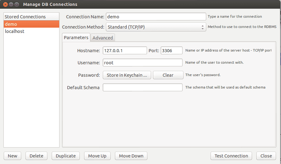 MySQL Workbench Manage Connections