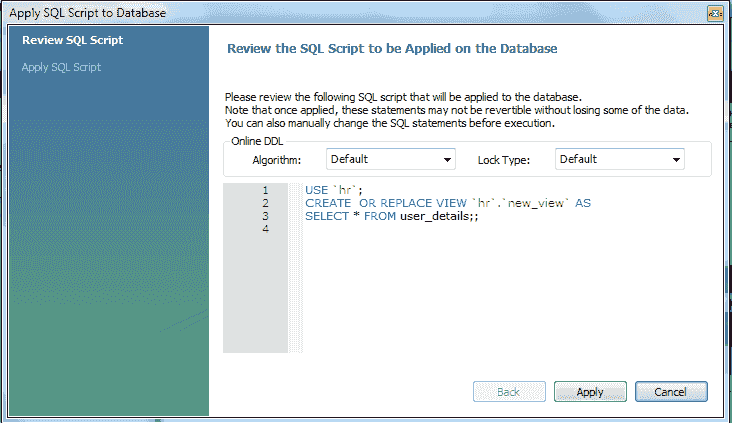 mysql 5.6 workbench save view