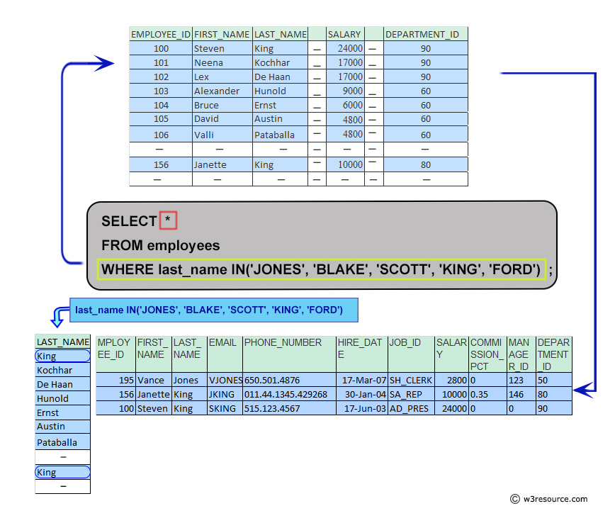 Pictorial: Query to select all record from employees specified last name