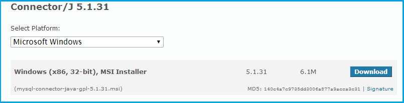 mysql java connector (windows) download