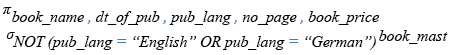 Relational Algebra Expression: MySQL NOT IN() function.