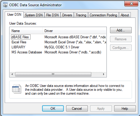 mysql odbc configuration step1