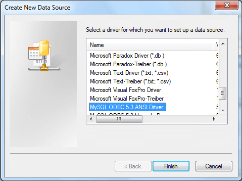 mysql odbc configuration step2