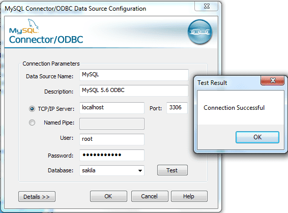 mysql odbc configuration step4