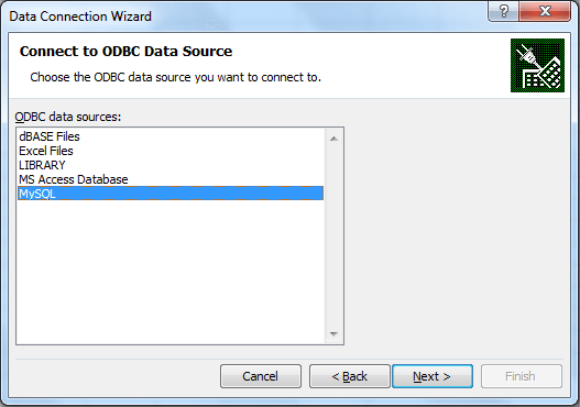 mysql odbc excel 2007 connection2