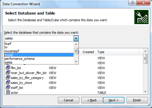 mysql odbc excel 2007 connection3