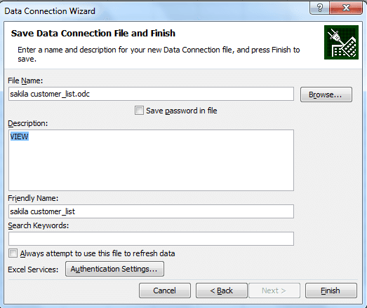 mysql odbc excel 2007 connection5